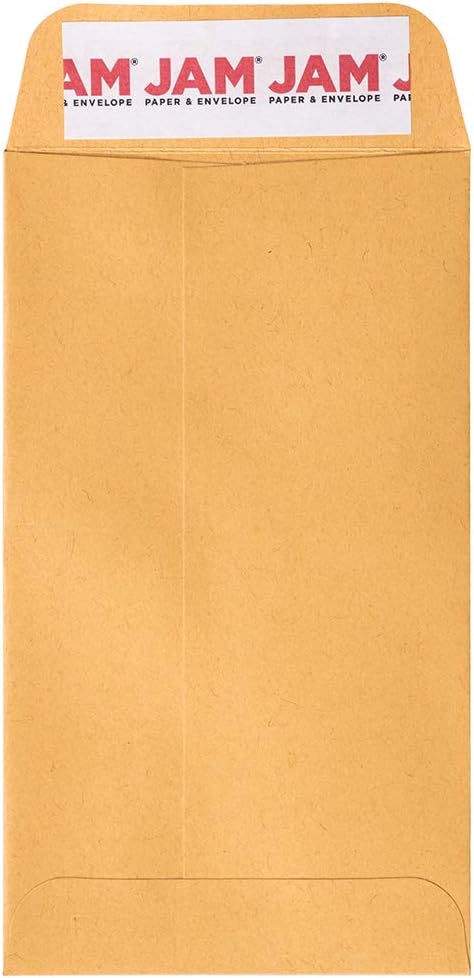JAM PAPER #5.5 Coin Business Envelopes with Peel and Seal Closure - 3 1/8 x 5 1/2 - Brown Kraft Manila - Bulk 250/Box