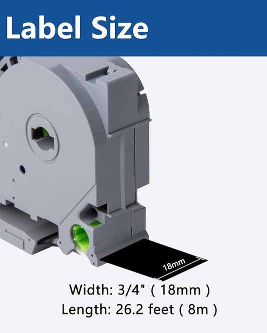 Tze Tz Tape 18mm 0.7 Laminated Black Compatible for Brother P Touch Label Maker Tape TZe-345 TZe345 Label Tape for PT D400 D600 D610 P710BT, White on Black, 3/4 Inch x 26.2 Feet, 3-Pack