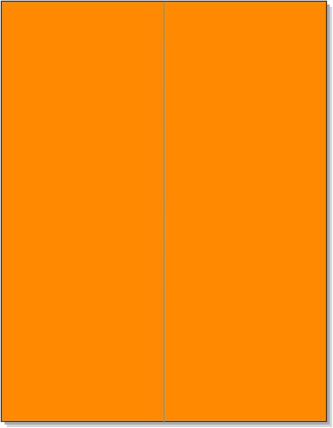 NextDayLabels 8-1/2 x 11" Neon Color High Light Fluorescent Labels for Laser & Inkjet Printer (Orange Fluorescent, 4-1/4" x 11" - 2 Per Page | 50 Labels)