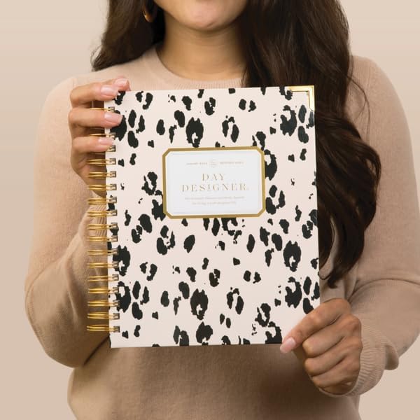 Day Designer 2026 Weekly Planner – Premium Planner for Stylish Organization. Combines Weekly & Monthly Calendars, Daily Schedule, Notes Pages, Goal Setting, Stickers, Pocket & More. Elegant Laminated Cover with Gold Accents (Painted Leopard Design - 2026)