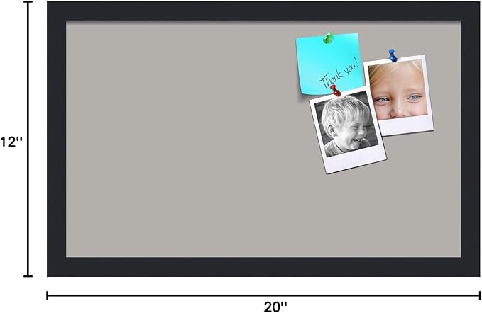 PinPix 20x12 Inch Cork Bulletin Board. This Decorative Framed Pin Board Comes with Dark Stone Design and a Satin Black Frame. Ideal for Home Office Decor or Message Board (PinPix-1808)