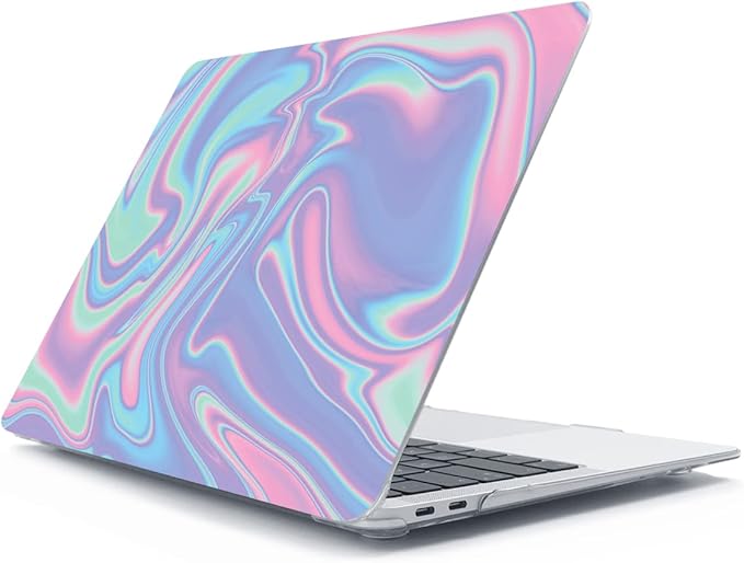 Compatible with MacBook Air 13 inch Case 2022 2021 2020-2018 Release M1 A2337 A2179 A1932 with Touch ID, Hard Print Case + Keyboard Skin + Webcam Cover + Screen Protector, Abstract Liquid