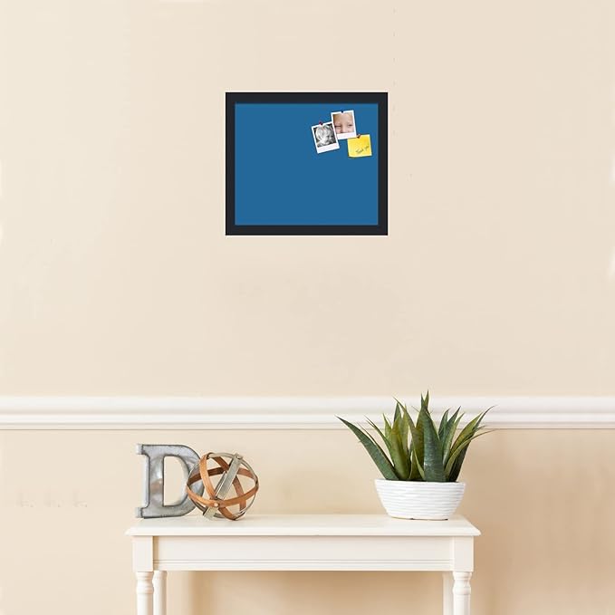 PinPix 14x12 Inch Cork Bulletin Board. This Decorative Framed Pin Board Comes with Navy Pastel Design and a Satin Black Frame. Ideal for Home Office Decor or Message Board (PinPix-1811)