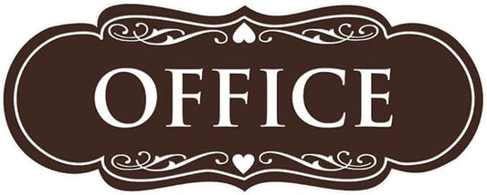 All Quality Designer Office Sign | Easy Installation - Dark Brown - Small (1 Pack)