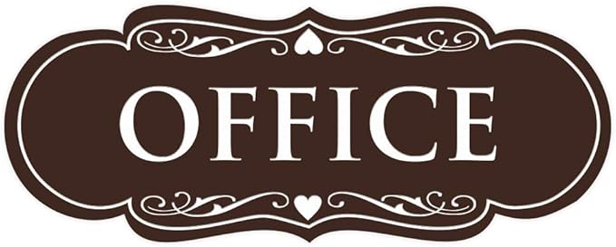 All Quality Designer Office Sign | Easy Installation - Dark Brown - Large (1 Pack)
