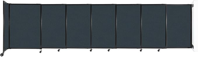 Wall-Mounted Sliding StraightWall Room Divider | Adjustable Widths | Locking Wheels | Room Separator | Up to 15'6" Wide x 4' Tall Blue Spruce Fabric Panels