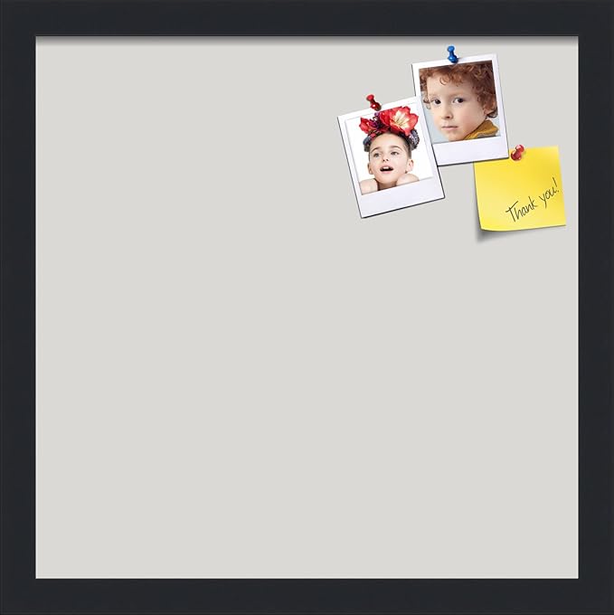 PinPix 15x15 Inch Cork Bulletin Board. This Decorative Framed Pin Board Comes with Light Stone Design and a Satin Black Frame. Ideal for Home Office Decor or Message Board (PinPix-1809)