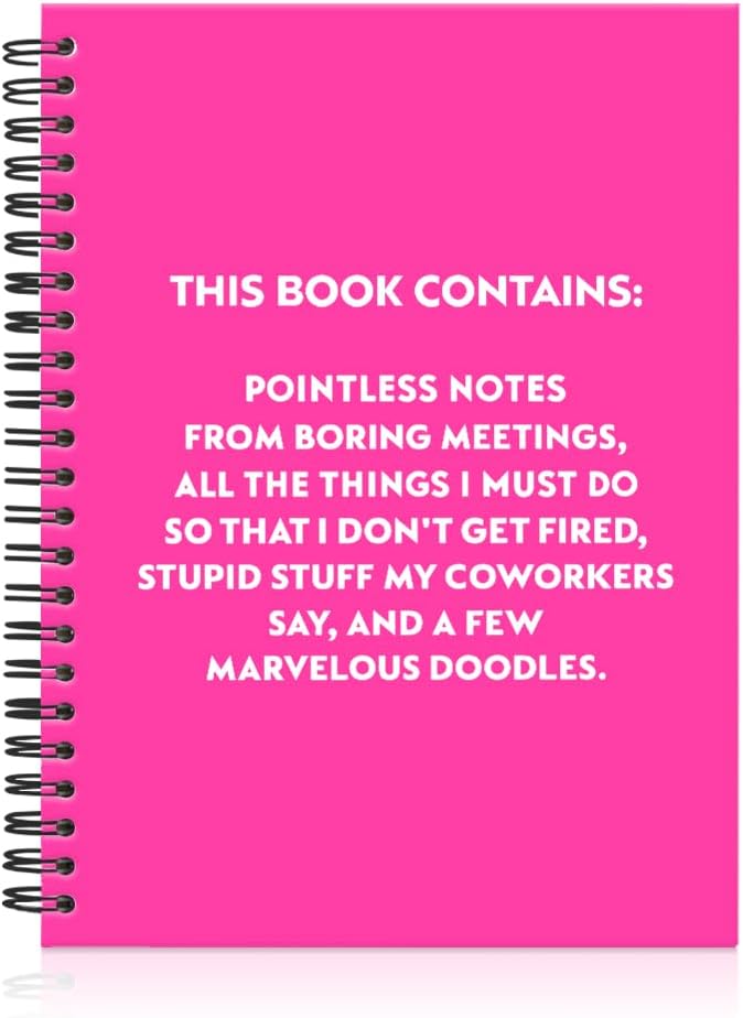 Pointless Notes from Boring Meetings Funny Rose Red Golden Spiral Notebook, Humorous Office Gifts, Gag Gifts for Coworkers, Funny Office Sarcastic Gifts for Coworkers,Team Members, Employees