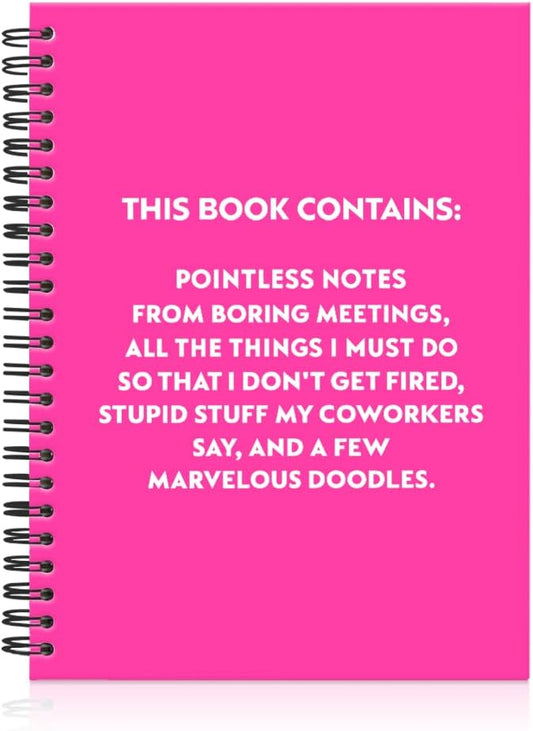 Pointless Notes from Boring Meetings Funny Rose Red Golden Spiral Notebook, Humorous Office Gifts, Gag Gifts for Coworkers, Funny Office Sarcastic Gifts for Coworkers,Team Members, Employees