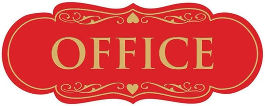 All Quality Designer Office Sign | Easy Installation - Red/Gold - Medium (1 Pack)