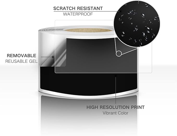 Rectangle Labels Sticker 3×5 Inch Vinyl Floor Stickers Color Coding Name Tags Roll Removable 200 PCS, Black