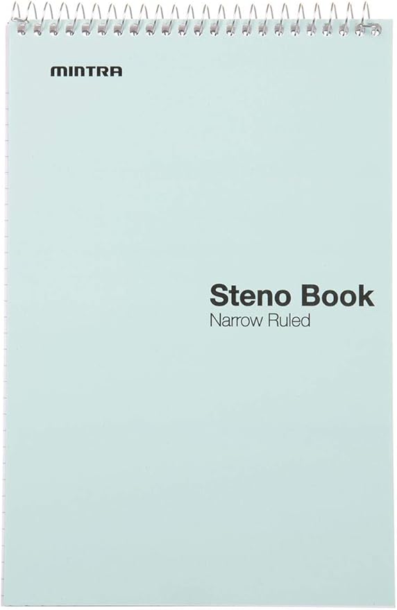 Mintra Office Steno Book - (Pastel Colors, 4 Pads/Pack, Narrow Ruled) - 6inx9in, 70 Sheets, Notebook for writing notes in school, university, college, work, office