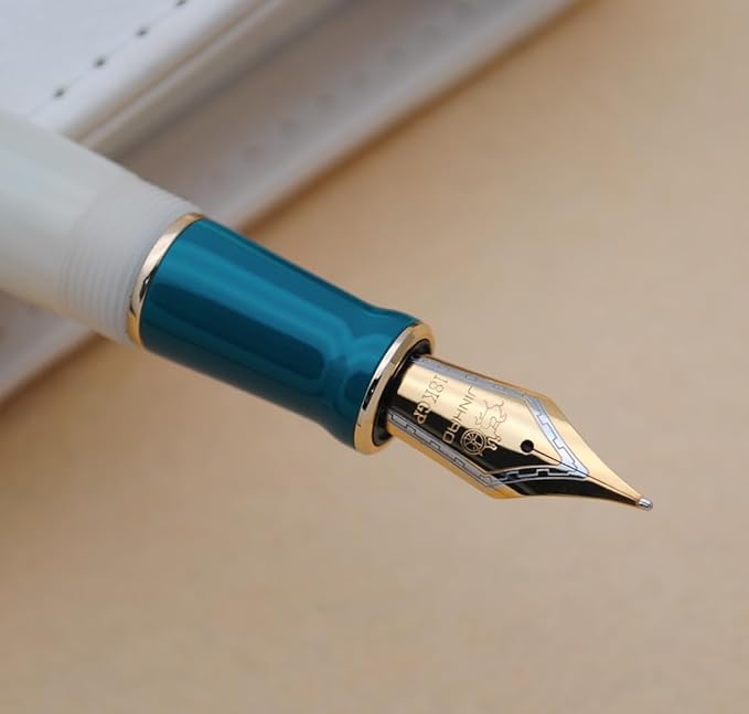 JINHAO 100 Fountain Pen with Ink Converter (Medium Nib 0.7mm, Dark Blue)