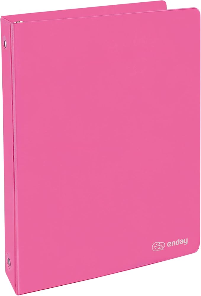 1 Inch 3 Ring Binder 1” Binder Pink Clear View Cover with 2 Inside Pockets, Colored School Supplies Office and Home Binders – by Enday