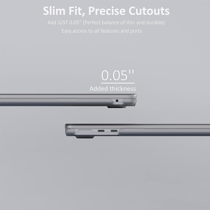 KEROM Matte Clear Case for MacBook Air 15 inch M4 2025 2024 2023 M3 M2 A3241 A3114 A2941, MacBook Air M4 15 inch Case, Ultra Thin Matte Plastic Hard Shell &Keyboard Cover for Mac Air 15, Frosted Clear