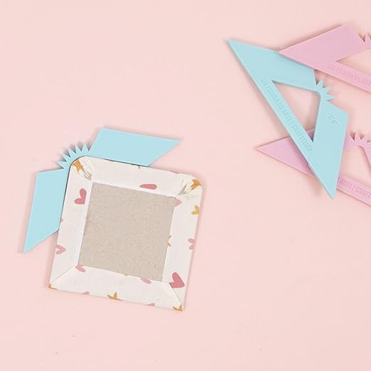 Craftelier - Set of 2 Squares for Rounded Corners Binding | Perfect Tool for Binding Planners, Binders or Albums | Two Sizes of 1/4“ and 1/2” - Color Pink