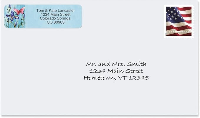 Colorful Images Floral Wings Rolled Personalized Return Address Mailing Labels with Dispenser, 5 Designs, Set of 500, Small ¾ x 2½ Inch Size, Custom Self-Adhesive Sticker Roll