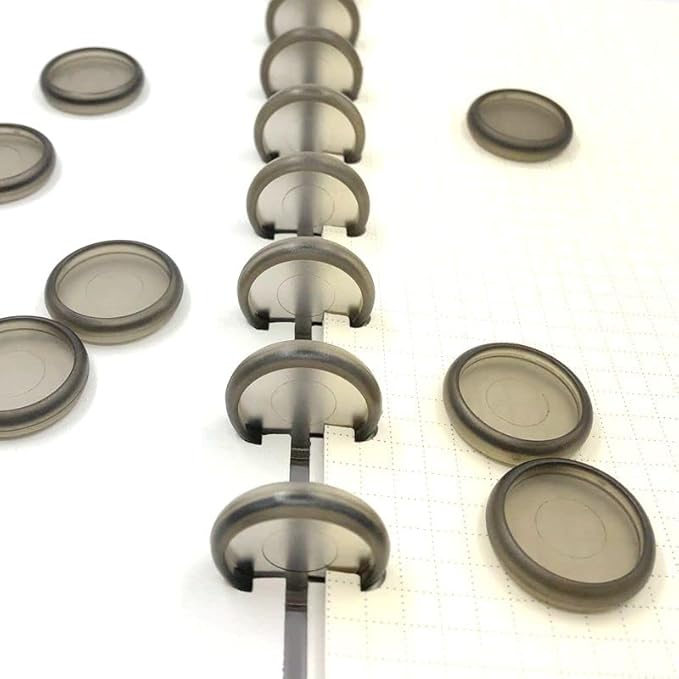 100pcs Discbound Notebook Discs DIY Planner Accessoriesfits for Tul,Levenger,Arc,Happy Planner,Talia(Smoke Black,1.26 inch/32mm)