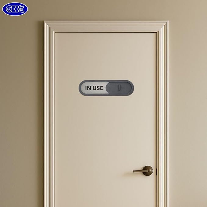 GEEKBEAR In Use Available Slider Door Sign for Home Office - Premium MDF, 7.5 x 2.2 in (Blue)