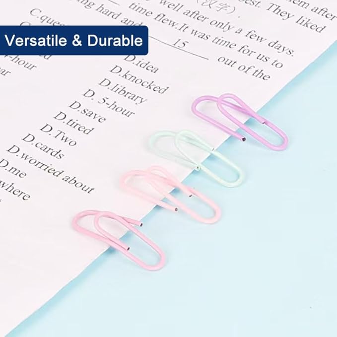 Macaron Colored Paper Clips, 1.1" Medium Paper Clip（28mm, 100pcs Paperclips for Office Supplies and Organization