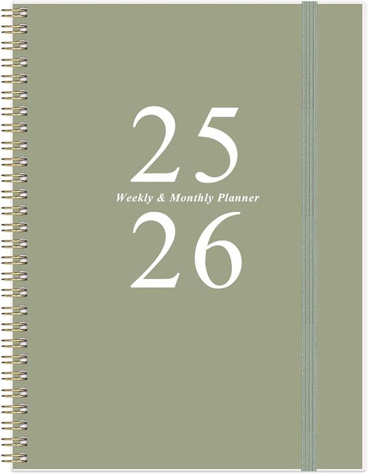 2025-2026 Planner - Academic Planner 2025-2026 from July 2025 to June 2026 with 12 Monthly Tabs, Flexible Cover, Inner Pocket, 8.5" x 11", Green