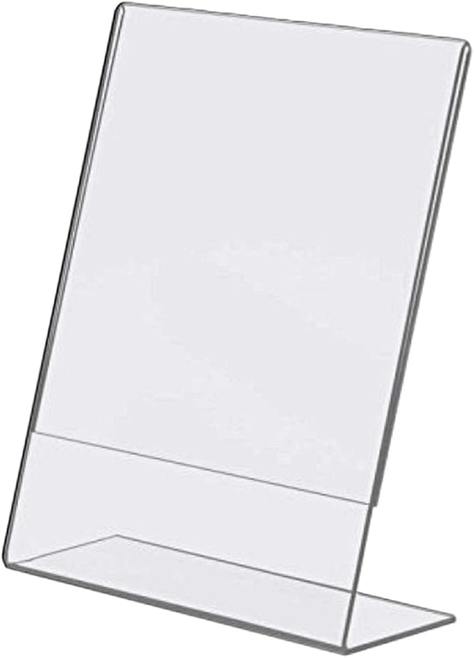 Dazzling Displays Clear Acrylic Slanted Sign Holder 8.5 x 11 - Slanted Picture Frame Premium Acrylic Sign Holder for Office, Retail, Tradeshows Single