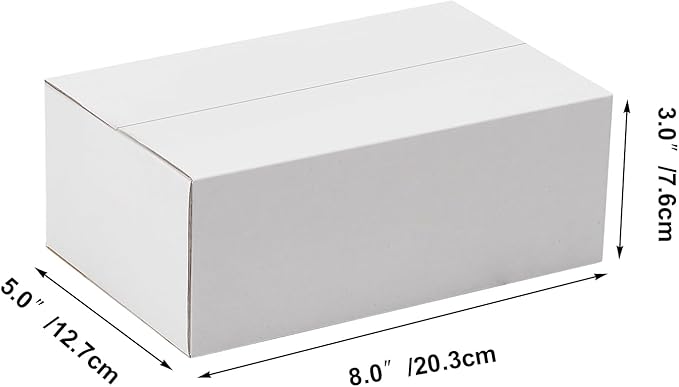 8x5x3 Shipping Boxes Set of 40, White Kraft Corrugated Cardboard Small Boxes Mailers for Packaging(20.3x12.7x7.6 cm)