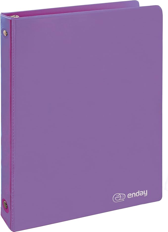 ½ Inch 3 Ring Binder .5 inch Purple Clear View Cover with 2 Inside Pockets, Colored School Supplies Office and Home Binders – by Enday