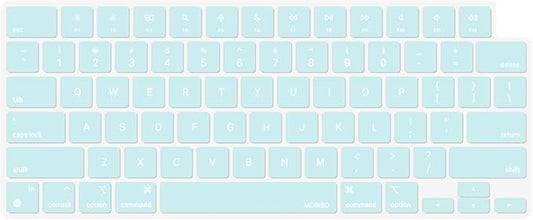 MOSISO Keyboard Cover Skin Compatible with MacBook Air 15 inch M3 A3114 M2 A2941/Air 13.6 A3113 A2681/Pro 14/16 M4 M3 M2 M1, Water Cyan