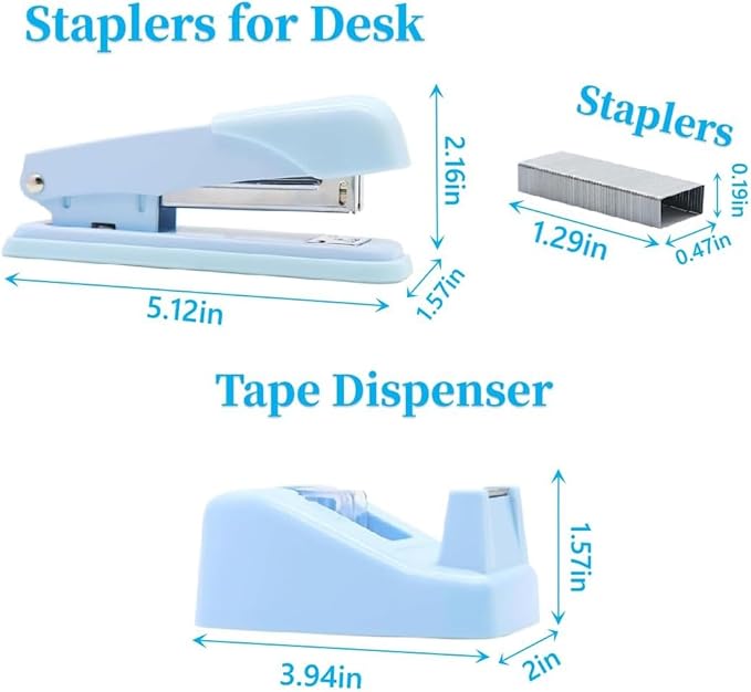 Blue Office Supplies, Desk Accessories, Stapler and Tape Dispenser Set for Women, Blue Office Accessories Gift for Women, Boss Lady, Office Lady, Coworkers, Office Clerks