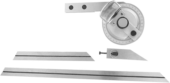 Fdit Bevel Protractor, 360 Degree Universal Stainless Steel Vernier Bevel Protractor, Angle Measuring Finder Ruler Tool with Magnifying Glass