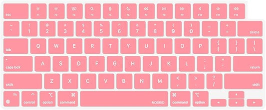 MOSISO Keyboard Cover Skin Compatible with MacBook Air 15 inch M3 A3114 M2 A2941/Air 13.6 A3113 A2681/Pro 14/16 M4 M3 M2 M1, Cherry Pink