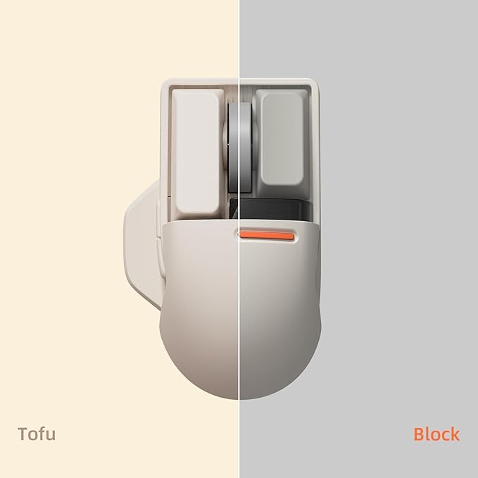 LOFREE Touch PBT Wireless Mouse with USB Receiver, Bluetooth, Wired Connection, Rechargeable, 4000 DPI with OLED Screen Compatible with Glass Surface for Mac Windows PC Notebook/Tofu White 2025