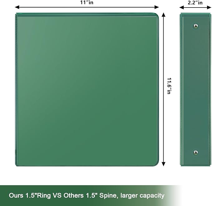 COMIX 3 Ring Binder 1.5 inch with Clear View Cover, 1.5" View Binder Holds 300 Sheets of US Letter Size Paper, 6 Pack (Assorted)