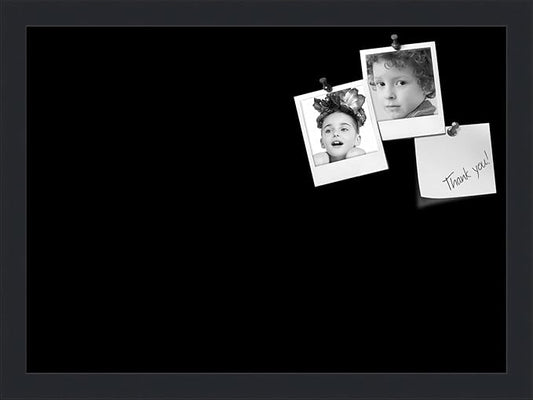 PinPix 18x13 Inch Cork Bulletin Board. This Decorative Framed Pin Board Comes with Solid Black Design and a Satin Black Frame. Ideal for Home Office Decor or Message Board (PinPix-622)