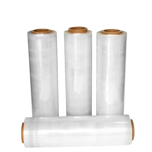 APQ 4 rolls of Cast Hand Stretch Film 18" x 2000'. Hand Stretch Wrap, 60 Gauge Thickness. Excellent Tear Resistance. Clear Residue Free Film for Moving, Shipping, Wrapping. Industrial Grade Cast Film.