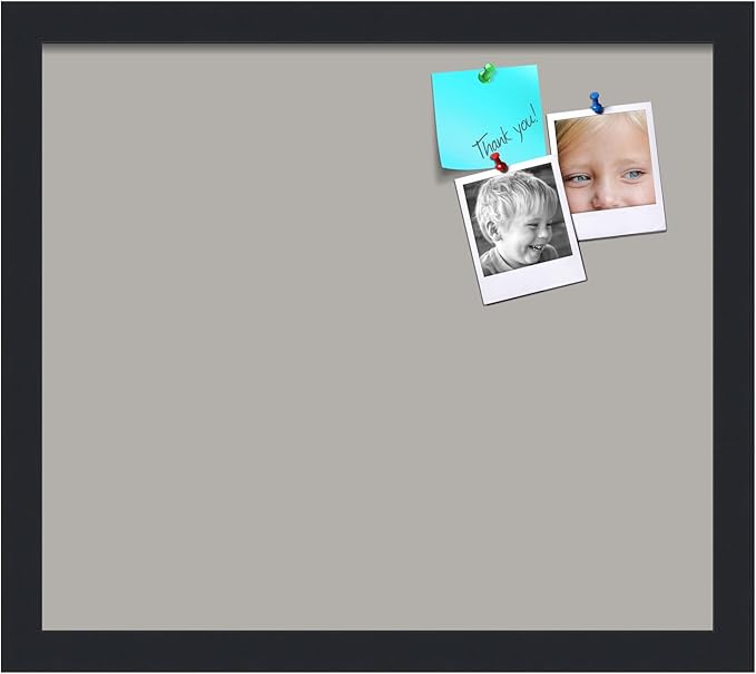 PinPix 16x14 Inch Cork Bulletin Board. This Decorative Framed Pin Board Comes with Dark Stone Design and a Satin Black Frame. Ideal for Home Office Decor or Message Board (PinPix-1808)