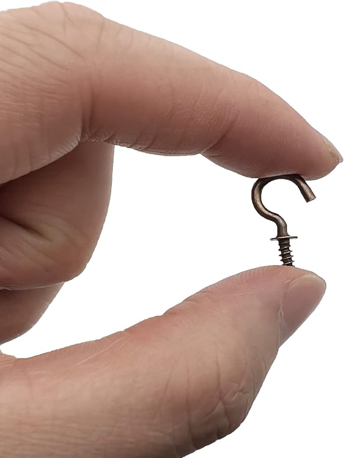 120 Pcs 1/2 Inch Screw-in Hooks Nickel Plated Metal Cup Hooks, Ceiling Hooks Bronze