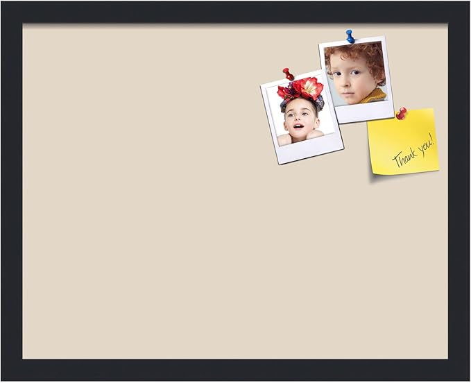 PinPix 19x15 Inch Cork Bulletin Board. This Decorative Framed Pin Board Comes with Desert Pastel Design and a Satin Black Frame. Ideal for Home Office Decor or Message Board (PinPix-1815)