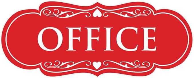 All Quality Designer Office Sign | Easy Installation - Red - Large (1 Pack)