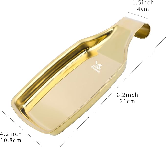 MSY BIGSUNNY Stainless Steel Utensil Tray Spoon Rest Holder for Stove Top, 2 Pack Stainless Steel Spoon Rest, Golden