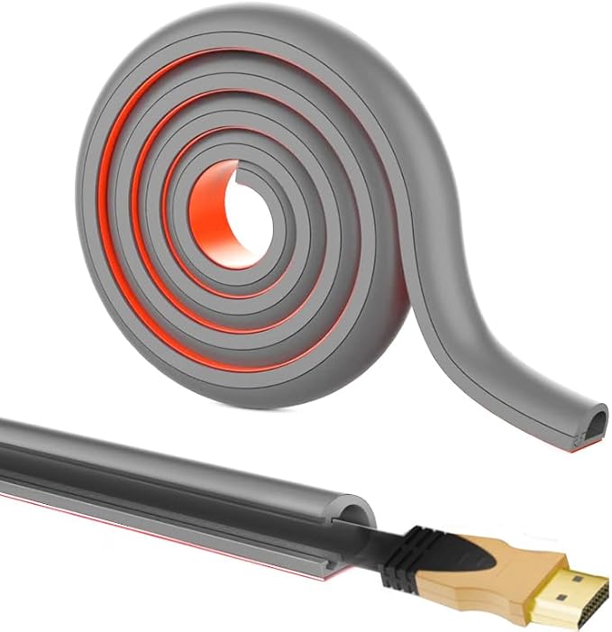 RPXRPXSide Open One Cord Cable Raceway Wire Cover for Cords, Our Cable Track is Best Suited for one Wire (Diameter <0.27"),Wire Raceway Management Cable Concealer Channel (Grey, 390in)