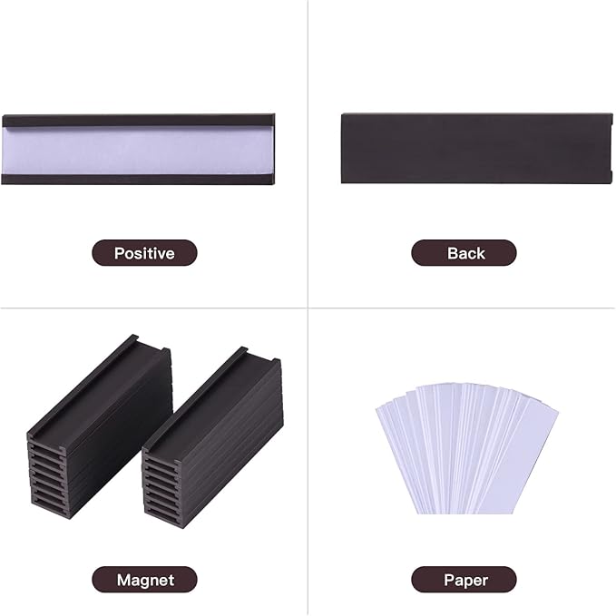 Eeoyu Magnetic Label Holders with Magnets Magnetic Data Card Holders with Clear Plastic Protectors for Metal Shelf, Whiteboard, Set of 50 (0.5 x 2 Inch)