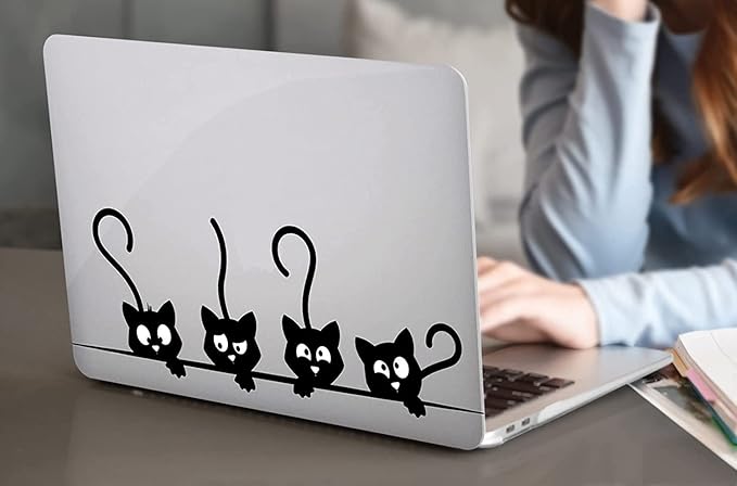 Compatible with MacBook Pro 13 Inch Case M2/M1 2025 2022-2017 A2338 A2289 A2251 A2159 A1989 A1706 A1708 Plastic Hard Shell Case&Keyboard Skin&Mac OS Keyboard Sticker (Black Cats)