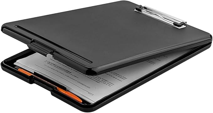 ZCZN Plastic A4 Form Storage Box Case, Clipboard Case, Bulk clipboard Set Suitable for School,Utility,Industrial Office, Medical Personnel,Black,6 Pack