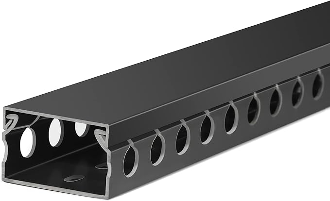 ZhiYo Cable Raceway 78in(2xL39in), Server Rack Cable Management Under Desk Cord Organizer, Electrical Safe PVC Cable Channel Open Slot Wire Raceway for Network/PC/TVs, Wire Duct H1 x W1.6in Black