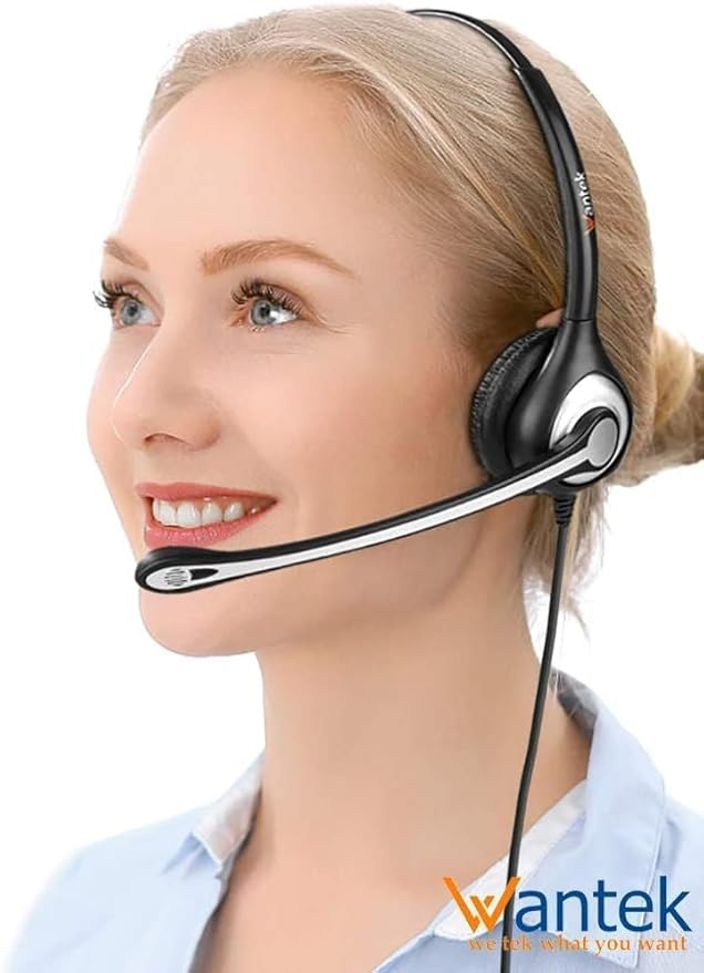 Phone Headset 2.5mm with Microphone, Noise Cancelling & Volume Controls, Telephone Headphone Compatible with Panasonic, Cisco, Polycom, Gigaset's 2.5mm Jack Phone Headset