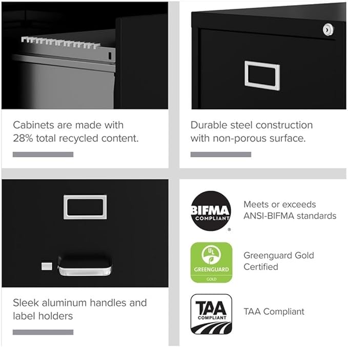 Scranton and Co 22" Deep 4 Drawer Letter File Cabinet in Putty, Fully Assembled