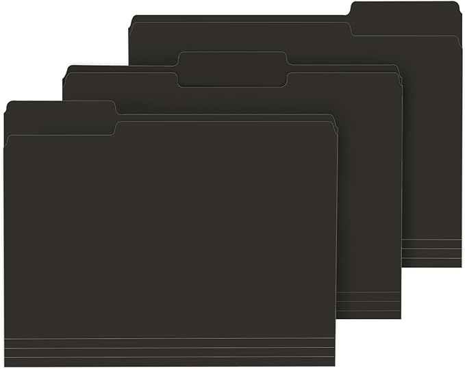 File Folder, PANDRI 120 Pack File Folder, 1/3 Cut Tab, Letter Size, Filing Folder for Office School Business, Black