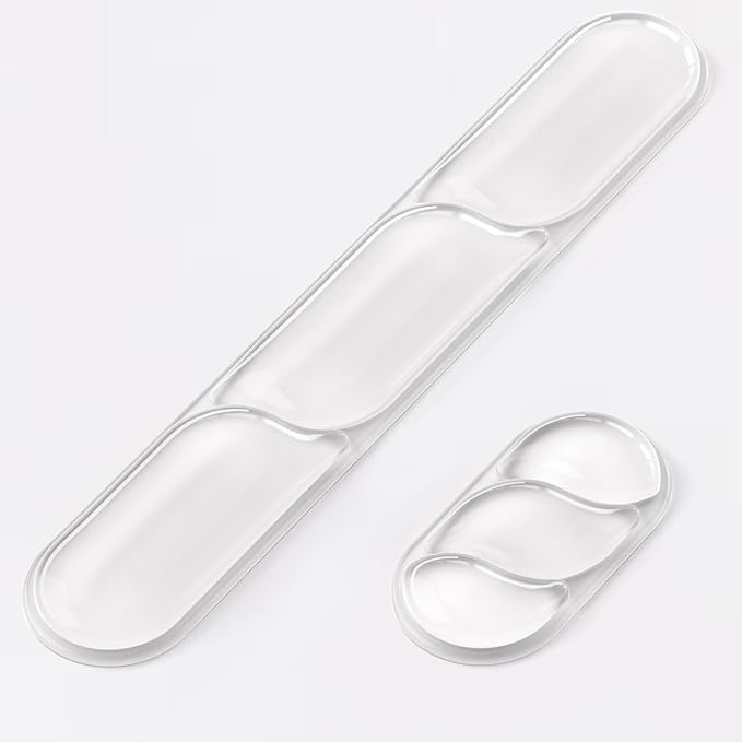 TECKNET Silicone Gel Wrist Rest for Computer Keyboard, Ergonomic Gel Keyboard Wrist Rest Set for Typing Pain Relief, Comfortable Cool-Touch Wrist Support Pad for Office, Gaming, Study, Transparent